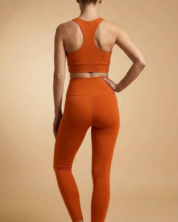 Conjunto Fitness Feminino UV 50+ – Coral (Top Nadador – Costas) JGEO Moda Fitness Feminina